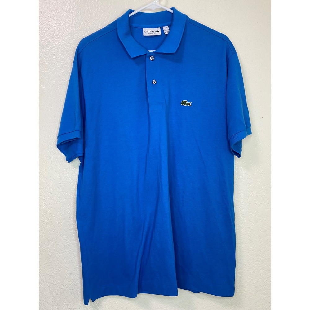 Lacoste Mens Classic Fit Blue Short Sleeve Pique Polo Shirt XXL